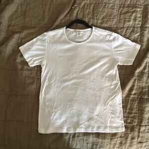 WHITE BASIC SIMPLE Short Sleeve Round Neck TEE SHIRT Size L STRETCH